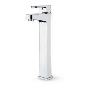 Rubinetto Miscelatore Moderno Quadrato per Lavabo <span class=keywords><strong>Alto</strong></span>, Cromato Lucido, Monocomando, per Lavabo da Appoggio - Product Image 3