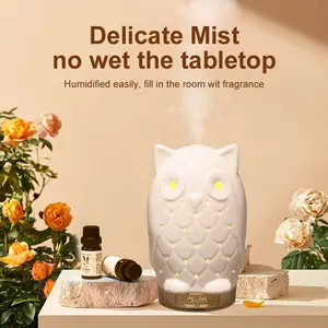 Accept Customized Factory Price Luxury Owl Ceramic Hollow Essential Oil Aromatherapy Humidifier Machine Scent Aroma Diffuser