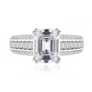 Bague de mariage pour femme en argent sterling S925 avec réglage de la broche de diamant de laboratoire rond et brillant Style tendance - Product Image 4