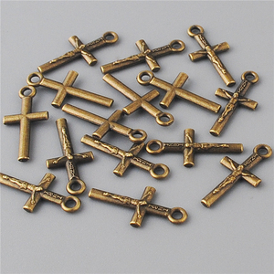 9*17mm 앤틱 브론즈 소형 가톨릭 십자가 로사리 팔찌 장식용 - Product Image 1