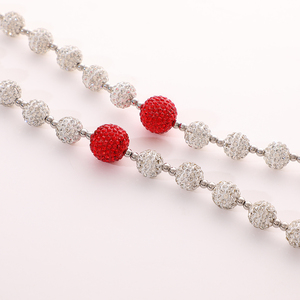 <strong>Custom</strong> 12+16mm Disco Ball Beaded <strong>Layered</strong> Pendant Bag Jeans Pocket Belt Pant Chains Rhinestone Stainless Steel Bead Wallet Chain - Product Image 3