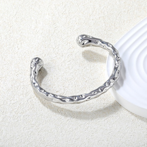 Stainless Steel Open <b>Bangle</b> Water Drop Pattern Women's Jewelry 18k Gold Plated <b>Bracelet</b> - Product Image 4