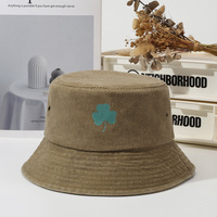 Topi Bucket Kasual Unisex Bahan Katun 100% Bernapas, Pelindung Sinar Matahari, Bordir Clover, Dapat Disesuaikan, Untuk Aktivitas Luar Ruangan Sehari-hari