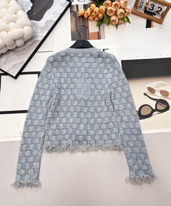 Cárdigan Corto a Cuadros con Flecos para Mujer, Suéter de Punto con Botones y Bolsillos Delanteros, Prenda de Punto Elegante e Informal - Product Image 2