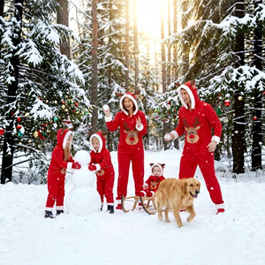 Novo Macacão de Flanela Macia com Estampa de Cabeça de Veado para o Natal 2026, com Capuz e Zíper, Roupas de Natal Combinando para a Família - Product Image 2