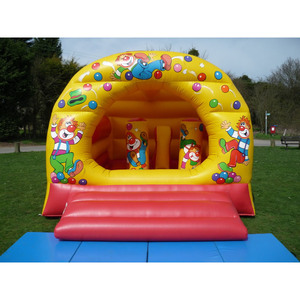 Château gonflable jaune vif sur le thème du <span class=keywords><strong>clown</strong></span>, imprimé cirque de dessins animés, <span class=keywords><strong>pour</strong></span> fêtes d'<span class=keywords><strong>anniversaire</strong></span> d'enfants, location extérieure - Product Image 1