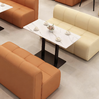 Ensemble de canapés modernes en cuir, orange, lait, thé, stand à double siège, lumière, restaurant, café, table à dessert
