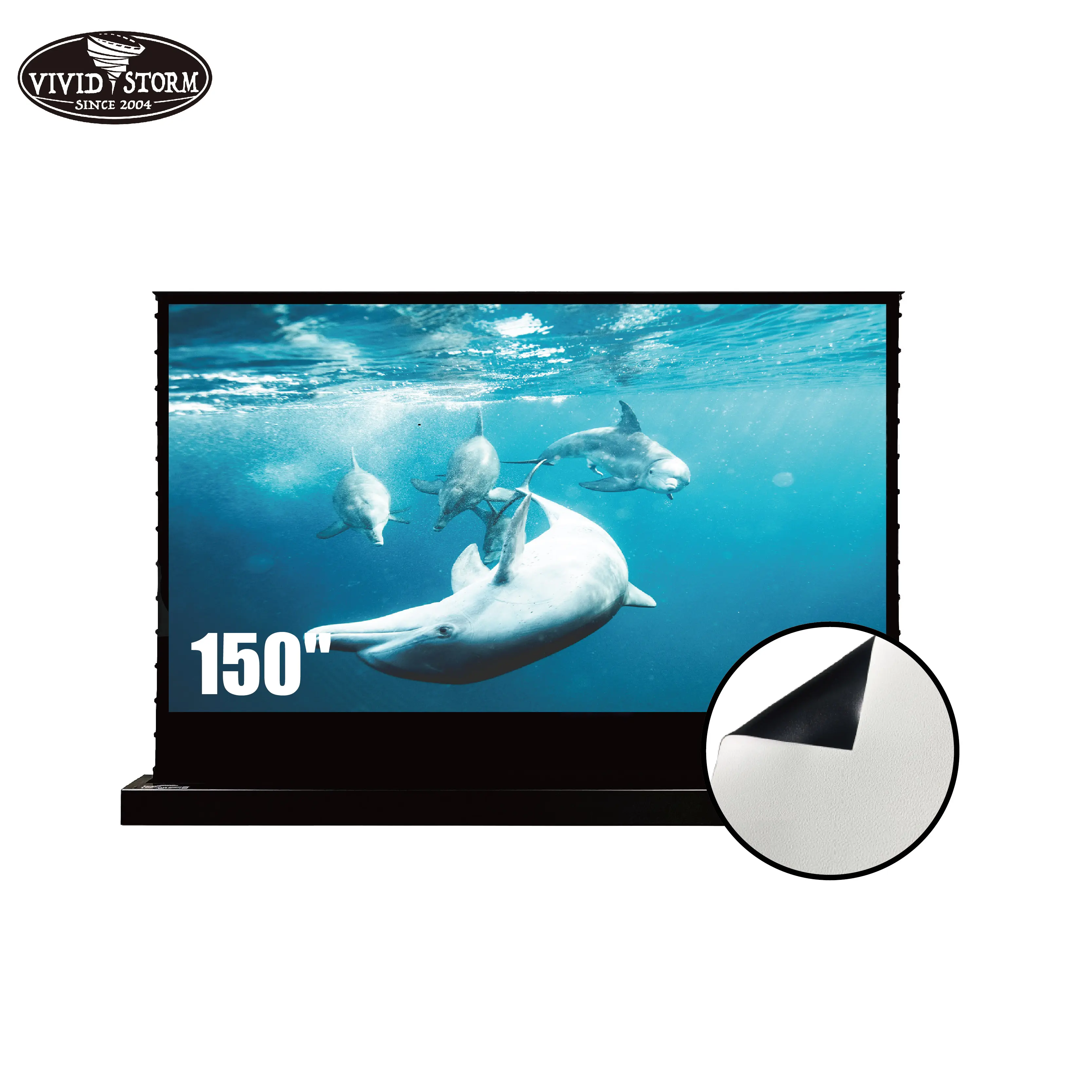 VIVIDSTORM 150 इंच 16:9 इलेक्ट्रिक टैब tensioned मंजिल स्क्रीन सिनेमा के साथ सफेद स्क्रीन सामग्री rollable पोर्टेबल स्टैंड स्क्रीन