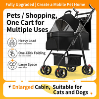 Poussette pliable pour animaux de compagnie, chien et chat, légère, 4 roues, coupe-vent, respirante, chariot d'extérieur avec auvent en maille