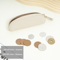 Mini porte-monnaie en cuir véritable, style japonais, inspiré d'Instagram, mignon, avec fermeture éclair, pochette à monnaie unisexe en cuir de vachette, petit portefeuille