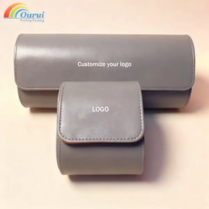 Luxury leather <b>watch</b> roll Anti-scratch <b>watch</b> <b>case</b> Fleece lined <b>watch</b> roll Removable pillows organizer - Product Image 5