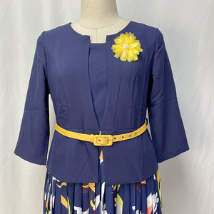 5XL / 6XL Pleated Dresses Church Women Dress Suits PLUS SIZE Dresses With Adjustable Belt - Product Image 4