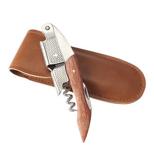 Tire-bouchon en métal avec manche en bois, gravure laser du logo, vente en gros, prix usine, ouvre-bouteille de vin pour cuisine - Product Image 1