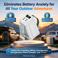 Power Bank Pengisian Cepat 60000/80000mAh 22.5W dengan 4 Kabel Terintegrasi, Lampu Camping LED, dan Output Multi-Port (USB-A + USB-C)