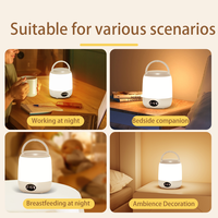 Lampe de table rechargeable télécommandée avec horloge, affichage du niveau de batterie, lumière de nuit LED à trois températures de couleur