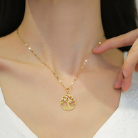 Collier en résine élégant et luxueux en acier inoxydable, motif arbre de vie, pour femme, style influenceur sportif, chaîne polyvalente pour clavicule