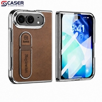 Étui de protection pour iPhone Ultra, style luxe léger, couleur unie, texture cuir, avec anneau support pliable et protection d'écran intégrée