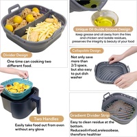 Revêtements en silicone pour friteuse à air carrés, pliables, réutilisables, écologiques, épaisseur 2,5 mm, antiadhésifs, compatibles lave-vaisselle, avec séparateur, 8,5'' et 9''