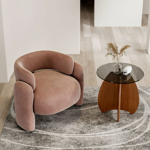 Fauteuil d'appoint en bois et velours de style mid-century, moderne, luxueux, durable, pour la maison, le bureau, l'appartement, le salon, nouveau modèle - Product Image 4