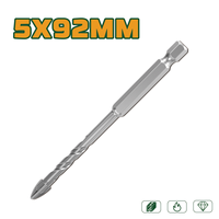 IMPEGNI 5Pcs Mata Bor Ujung Silang Hex Shank 5-12mm Tungsten Carbide untuk Ubin, Batu, Kaca, Keramik, Pembuka Lubang