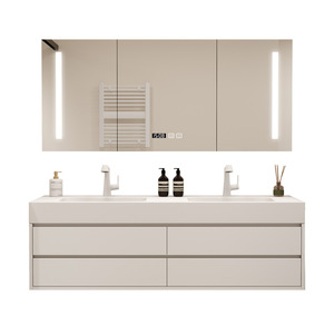 Meuble de salle de bain minimaliste avec miroir intelligent et vasque intégrée en céramique, vasque inférieure - Product Image 5