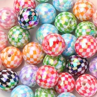 Nouveau 2025 16mm coloré rond en vrac acrylique solide impression carré UV AB perles brillantes pour gros collier porte-clés fabrication de bijoux