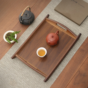 Plateau de service en bois à double anse, couleur unie, pour thé, café, usage hôtelier - Product Image 2