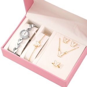 Ensemble d'accessoires de montre à quartz tendance IStapromo Gifts, bracelet de montre en cristal et strass pour femme, ensemble collier et boucles d'oreilles - Product Image 1