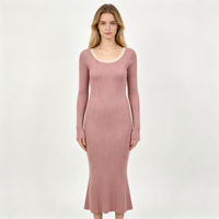 Robe pull longue en maille côtelée menthe de haute qualité pour femme, personnalisable OEM & ODM, vente en gros