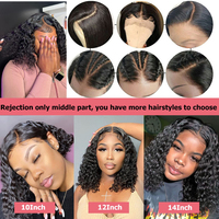 Perruque Lace Frontal Wig sans colle 6 pouces, coupe Pixie, cheveux humains péruviens courts bouclés Jerry, perruque Lace Closure Bob