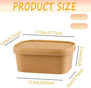 Jiehui Factory Wholesales Biodegradable Disposable Kraft Paper Food Cartons & Bowls Custom Prints Rectangle 1000ml/34oz - Product Image 2
