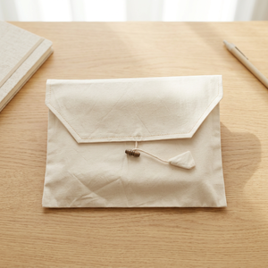 Pochette à documents pliable en coton 100% avec logo personnalisé, fermeture à bouton en noix de coco, écologique, emballage réutilisable - Product Image 2