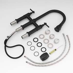 Grifo de Cocina DB Moderno de 8 Pulgadas con Doble Manija, Acabado Níquel Cepillado, Montaje en Encimera, Rociador Extraíble de Acero Inoxidable - Product Image 3