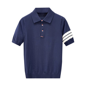 T-shirt à manches courtes respirant et anti-humidité pour homme, col à revers, motif trois bandes <span class=keywords><strong>Paul</strong></span>, style Old Money, transfrontalier - Product Image 4