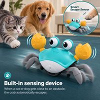 Jouet Crabe Rampant Rechargeable par USB avec Corps en ABS, Lumière LED, Musique et Capteur pour Chiots et Chatons pour Jeux Intérieurs