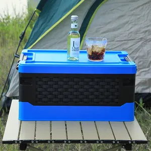 Factory Collapsible Storage Bin With Lid Outdoor Plastic Folding Storage Box Container Multifunctional For Camping