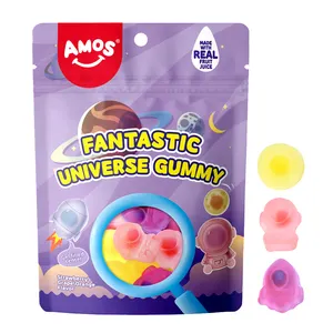 Amos Jam diisi permen Gummy Jelly Universe bentuk buah rasa Halal lembut manis