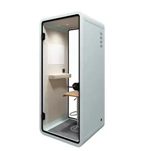 Single Seater Office Meeting Booth With Computer Desk For Private Working Movable Silence Soundproof Booth Office Pod