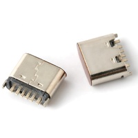 Konektor USB Type-C 6P, konektor usb c tegak lurus, konektor usb-c 6.8h tipe-c betina, konektor usb c