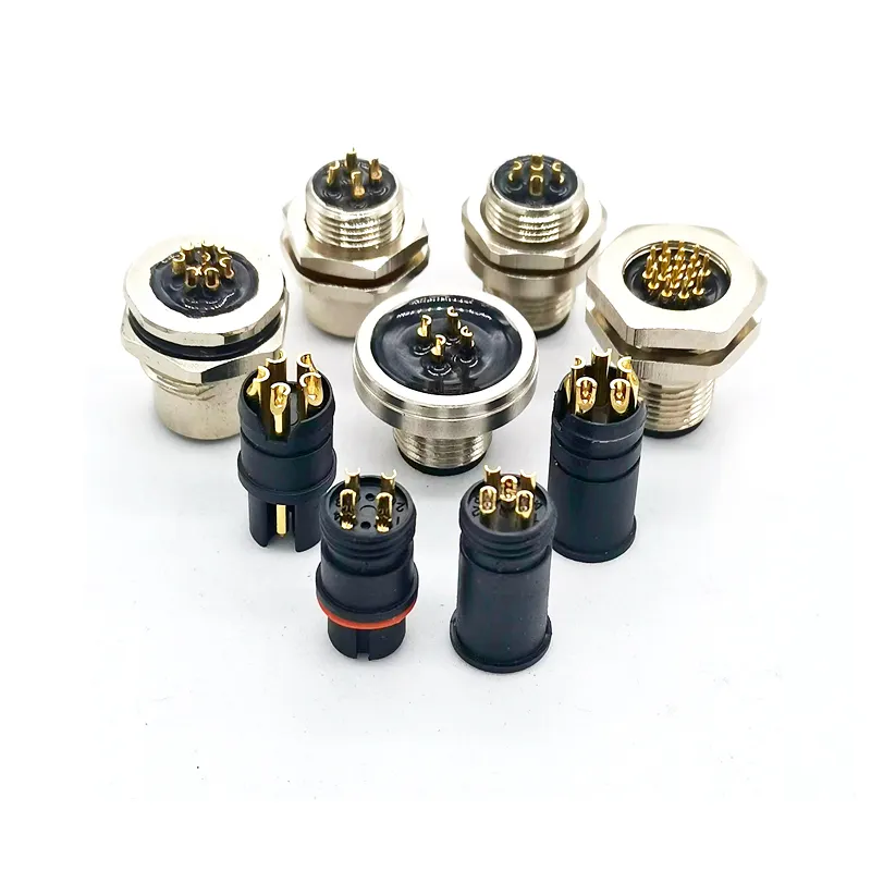 Panel Waterproof Connector 2-17 Core Male Front Lock Waterproof Seat M12 Aviation Plug Connector