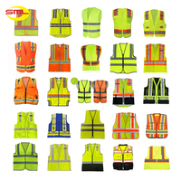 Gilet di Sicurezza Riflettente Alta Visibilità con Tasche Multiple, ANSI Classe 2, Traspirante in Poliestere per Cantieri Edili