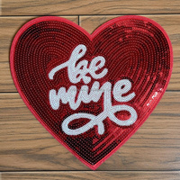 En stock – Nouvelle applique thermocollante en chenille et sequins, motif cœur rose scintillant, pour la Saint-Valentin, accessoires vestimentaires, décoration, cadeau