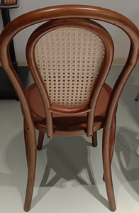 Modern Sonet Rattan Dining <b>Chair</b> with <b>Cane</b> Backrest PU Leather Upholstery | Commercial Restaurant & Cafe Dining <b>Chair</b> - Product Image 4