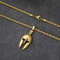 Mode Étanche Spartiate Charme Pendentif Collier PVD Plaqué Or En Acier Inoxydable 316L Spartiate Casque Pendentif Pour Hommes Bijoux
