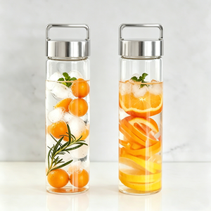 Bouteille d'eau en verre borosilicate sans BPA de qualité alimentaire, 20 oz et 27 oz, durable, idéale pour l'école, le bureau, la salle de sport, les voyages et l'usage quotidien - Product Image 1