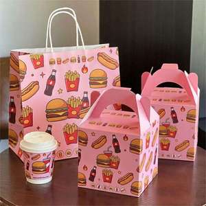Bolsa de Papel para Llevar Comida, con Logotipo Personalizado, Empaque de Papel de Grado Alimenticio para Comida Rápida, Caja para Hamburguesas, Caja para Papas Fritas - Product Image 1