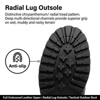 Bottes tactiques d'extérieur montantes noires en cuir gaufré à lacets pour hommes, semelle en caoutchouc à crampons radiaux, bottes de travail OEM pour patrouille