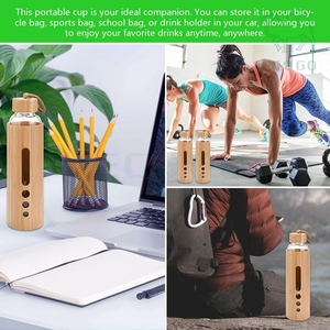 Office Gift Outdoor Glass Bamboo Tea Milk Juice Hot Water <b>Drinking</b> <b>Bottles</b> Sports <b>Bottles</b> with Handle - Product Image 5