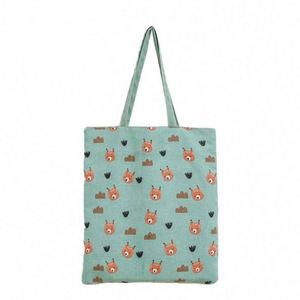 Sacs fourre-tout promotionnels en toile de coton réutilisables, imprimés vert recto-verso par sublimation, avec logo personnalisé - Product Image 1