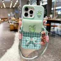 Étui de téléphone pour femmes en cuir PU couleur bonbon avec cordon de suspension et porte-cartes, compatible avec IPHONE 17 PRO MAX / 18 PRO MAX